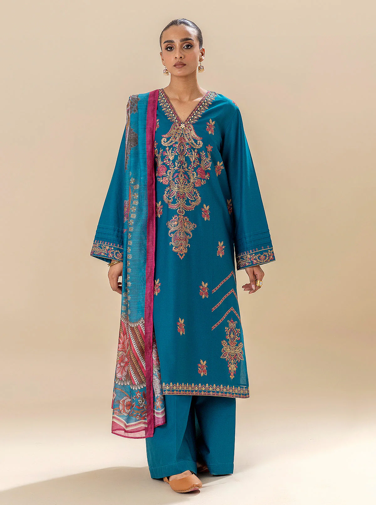 3 PIECE EMBROIDERED LAWN SUIT-OCEAN DEPTHS (UNSTITCHED) - Image 3